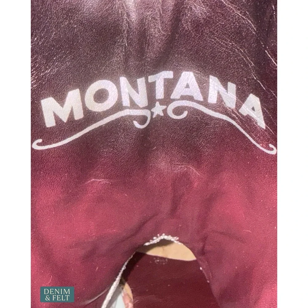 NEW Montana Black Leather Western Cowboy Boots Square Toe Ranch Rodeo US 9D Mens